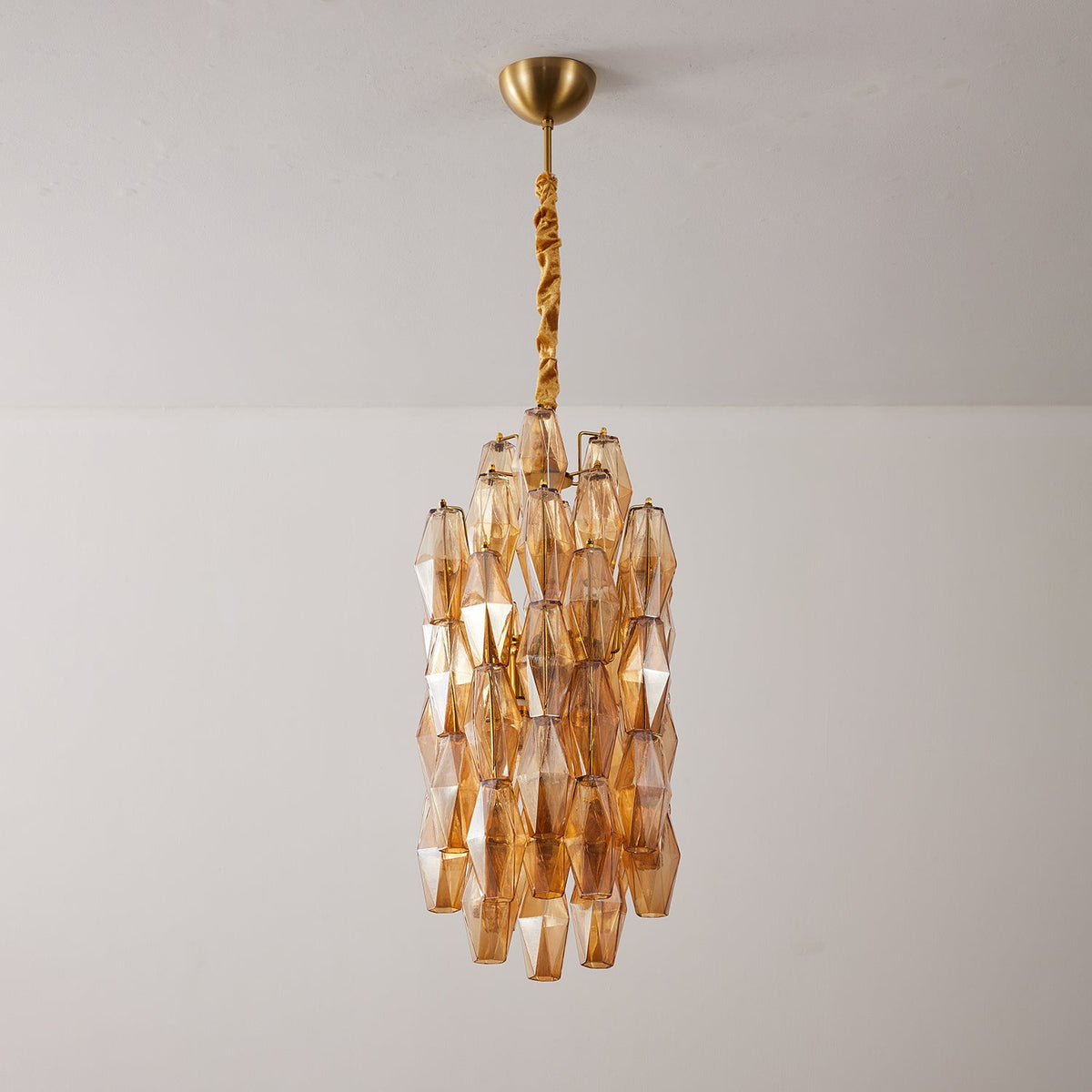 Amber Prism Long Chandelier