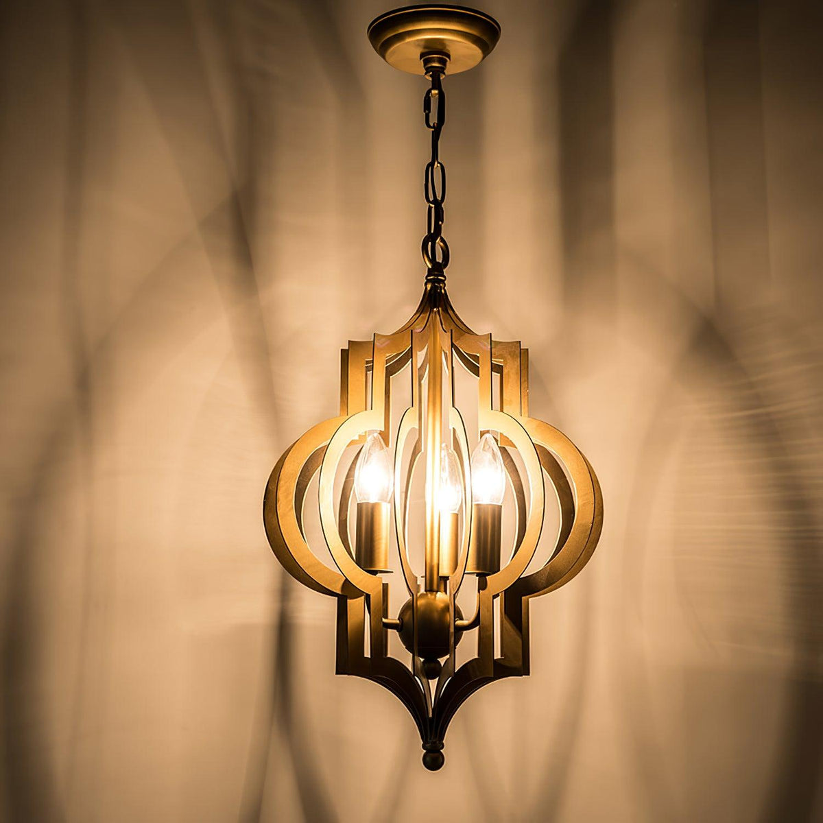 Antique Gold Leaf Lantern Chandelier 12.2"