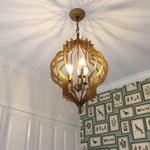 Antique Gold Leaf Lantern Chandelier 12.2"