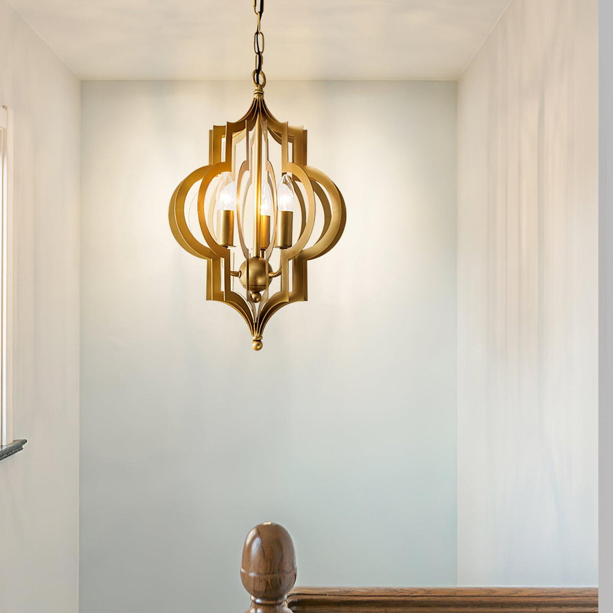 Antique Gold Leaf Lantern Chandelier 12.2"