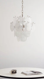 Aqua White Glass Murano Chandelier