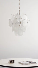 Aqua White Glass Murano Chandelier