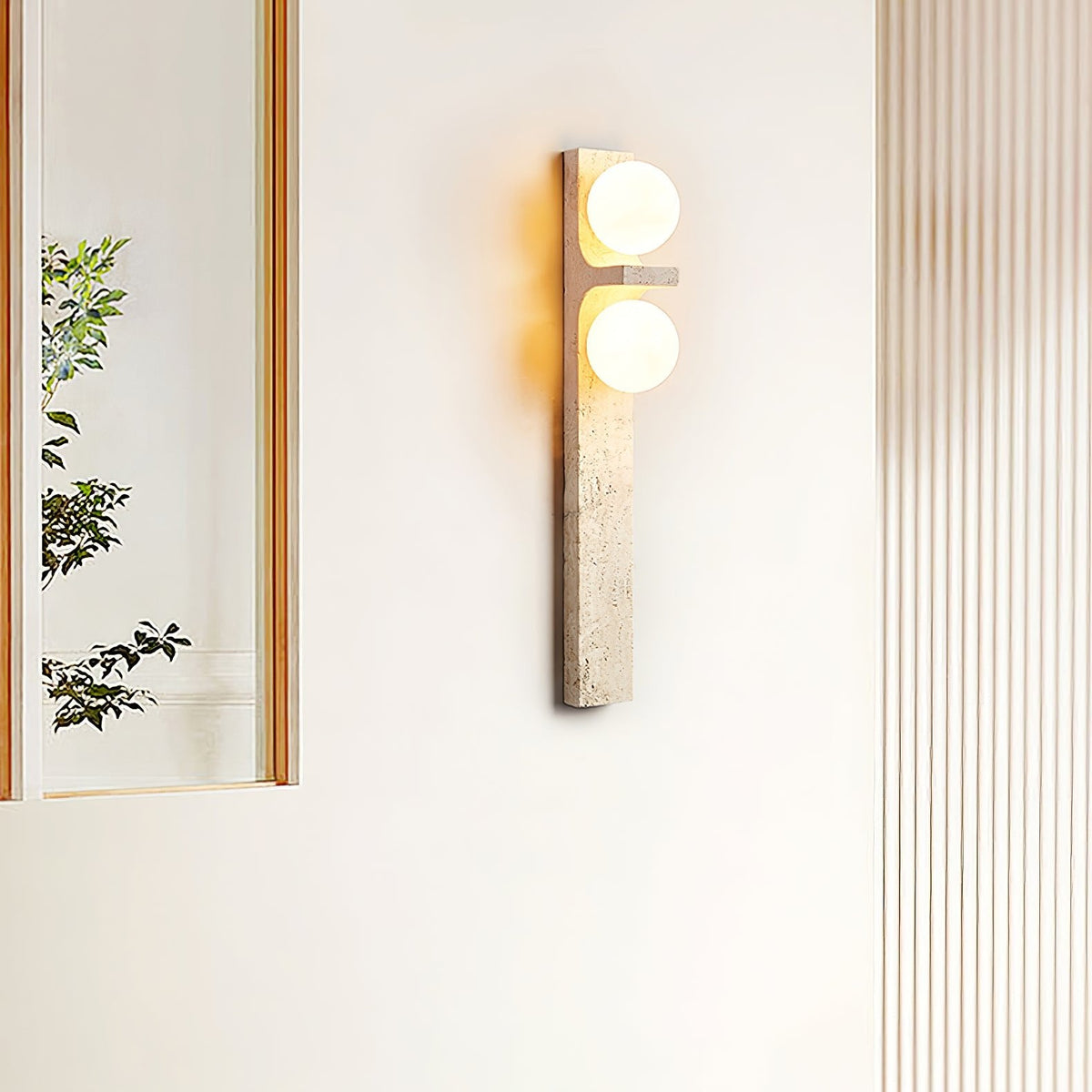 Asymmetrical Travertine Wall Sconce