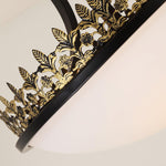 Black Vintage Bowl Frosted Glass Ceiling Light 16.9"