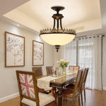 Black Vintage Bowl Frosted Glass Ceiling Light 16.9"