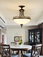 Black Vintage Bowl Frosted Glass Ceiling Light 16.9"