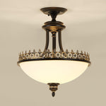 Black Vintage Bowl Frosted Glass Ceiling Light 16.9"