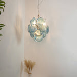 Blue Murano Disc Glass Chandelier