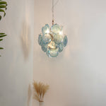 Blue Murano Disc Glass Chandelier