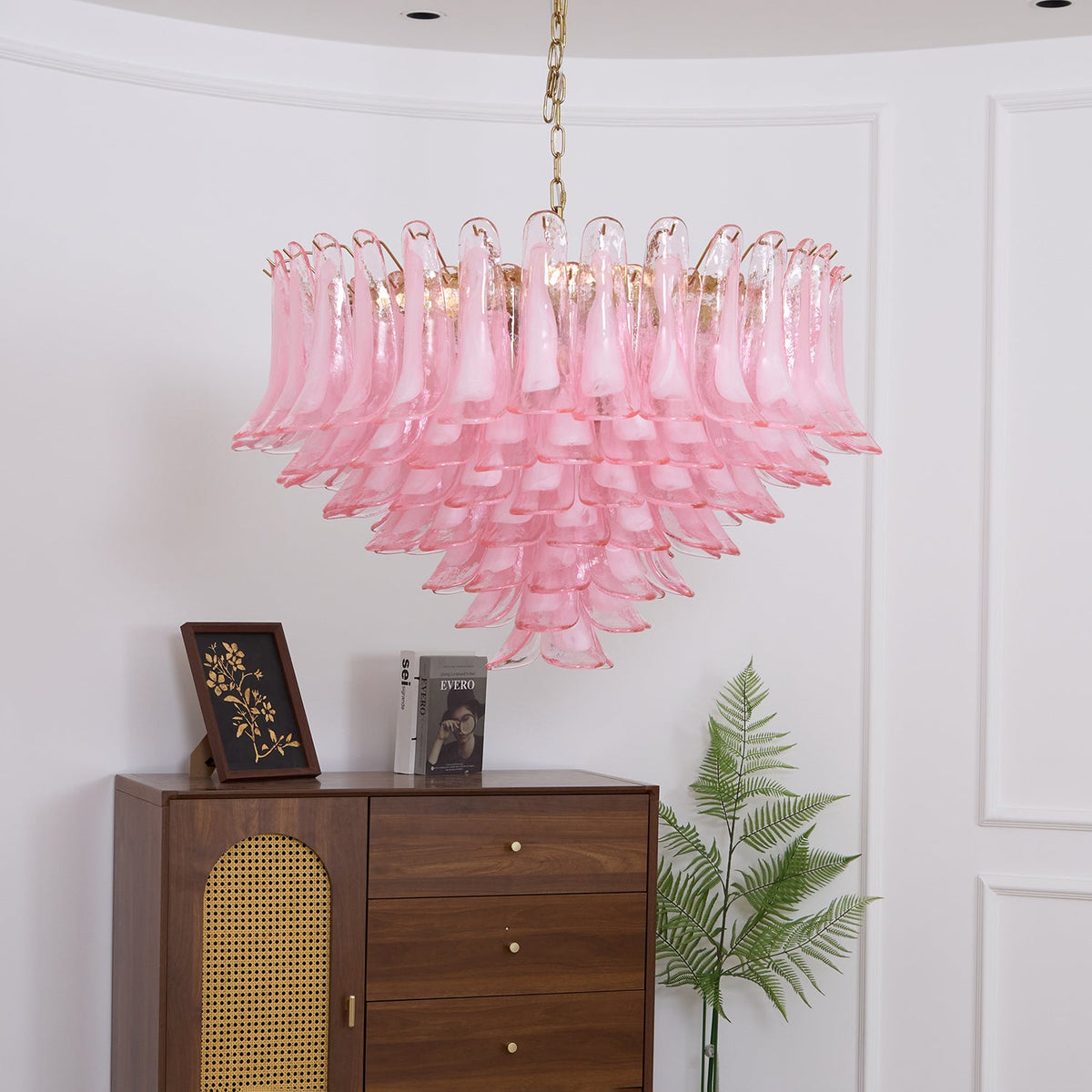 Blush Pink Glass Murano Chandelier