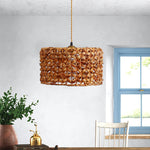 Boho Rattan Woven Lampshade Pendant Light 12.2"
