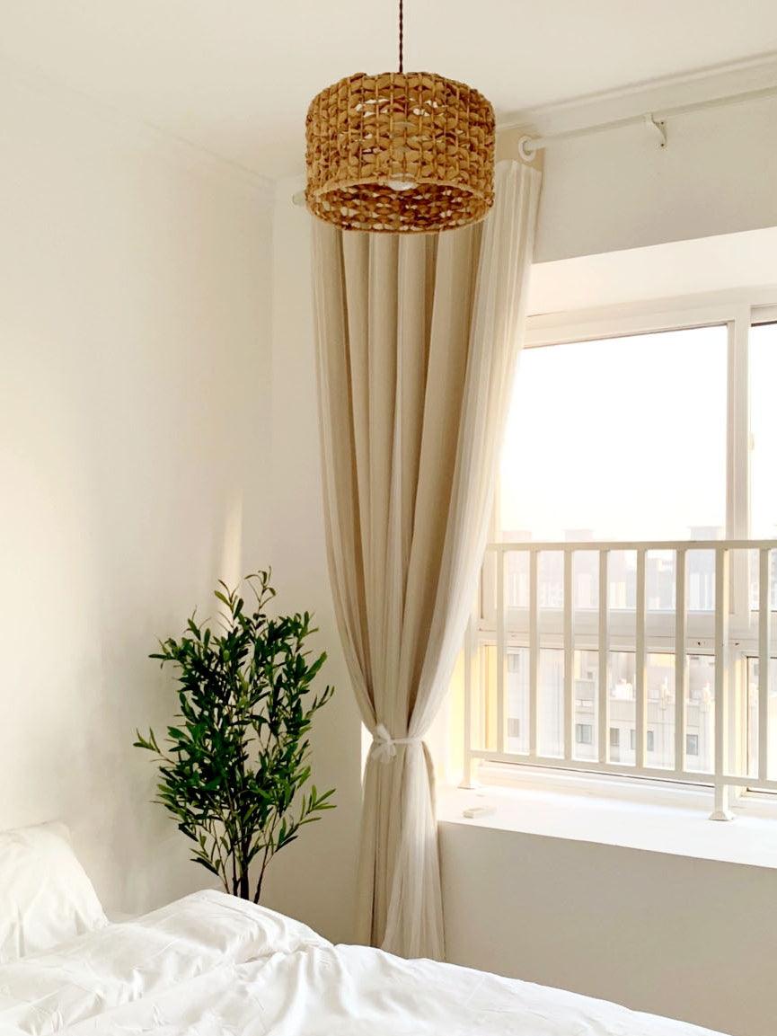 Boho Rattan Woven Lampshade Pendant Light 12.2"