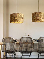 Boho Rattan Woven Lampshade Pendant Light 12.2"