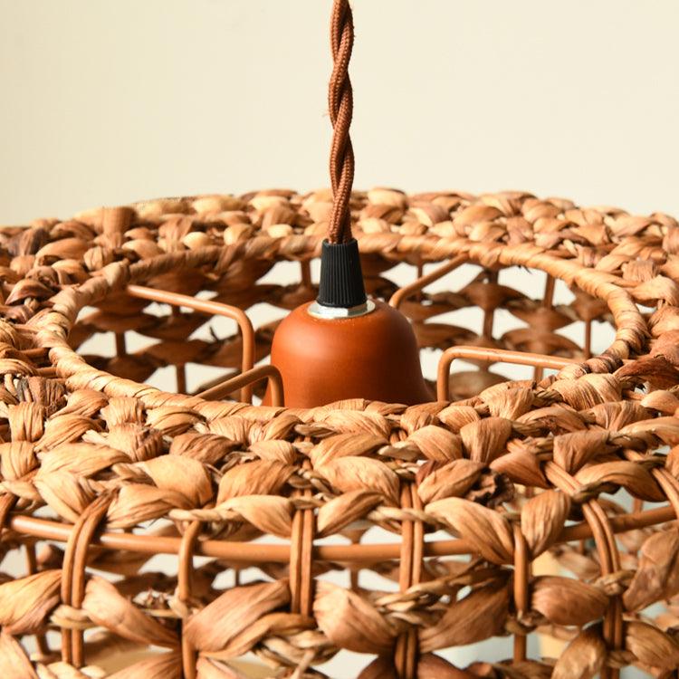 Boho Rattan Woven Lampshade Pendant Light 12.2"