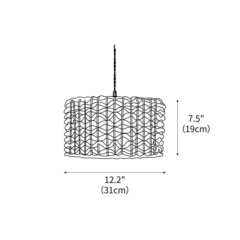 Boho Rattan Woven Lampshade Pendant Light 12.2"