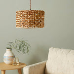 Boho Rattan Woven Lampshade Pendant Light 12.2"