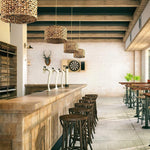 Boho Rattan Woven Lampshade Pendant Light 12.2"