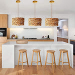 Boho Rattan Woven Lampshade Pendant Light 12.2"