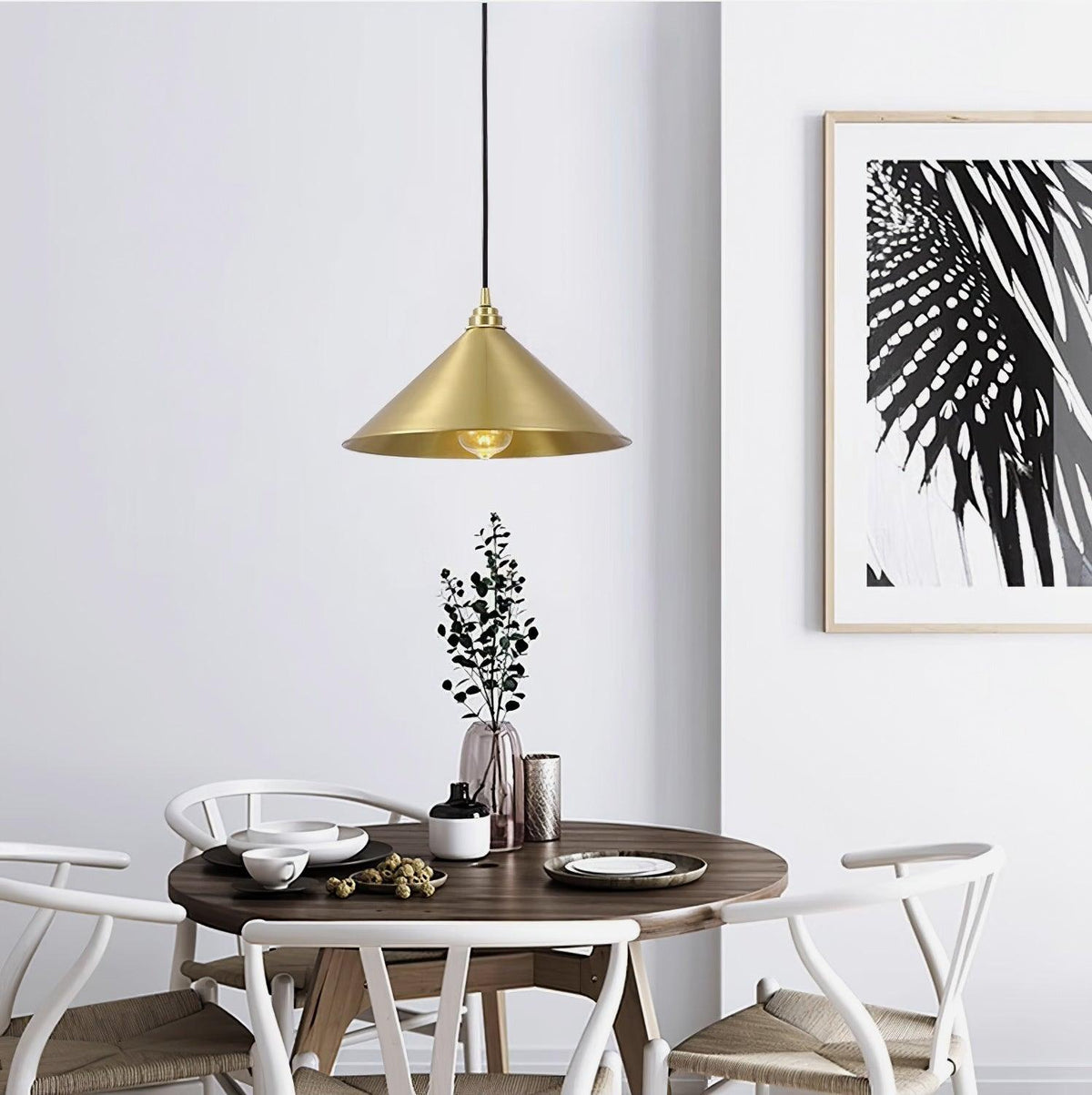 Brass Cone Pendant Light 9.4"