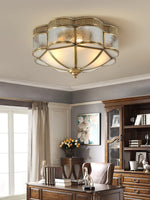 Brass Domed Flush Ceiling Lamp