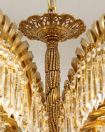 Brass Palm Leaf Crystal Chandelier 27.6"