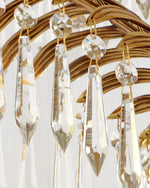 Brass Palm Leaf Crystal Chandelier 27.6"