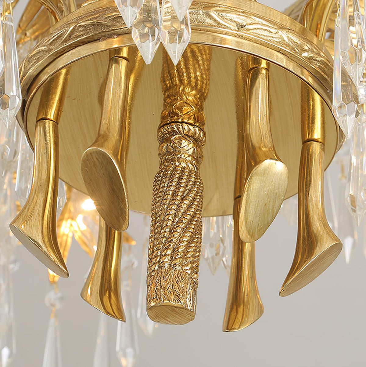Brass Palm Leaf Crystal Chandelier 27.6"