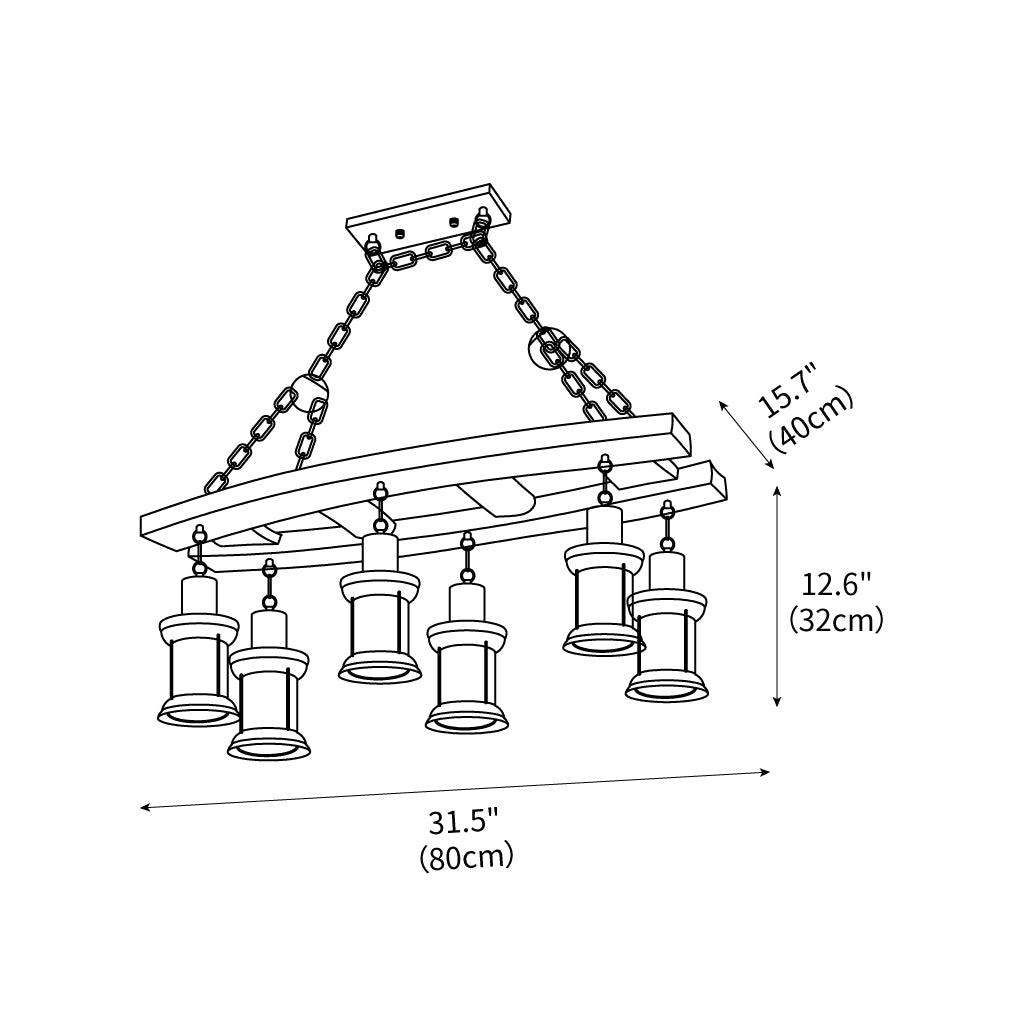 Bucher 6 - Light Kitchen Island Geometric Chandelier 31.5"