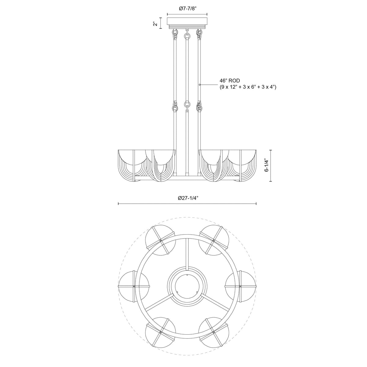 Colette LED Chandelier Urban Bronze/Alabaster