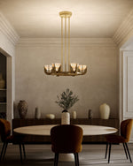 Colette LED Chandelier Vintage Brass/Alabaster