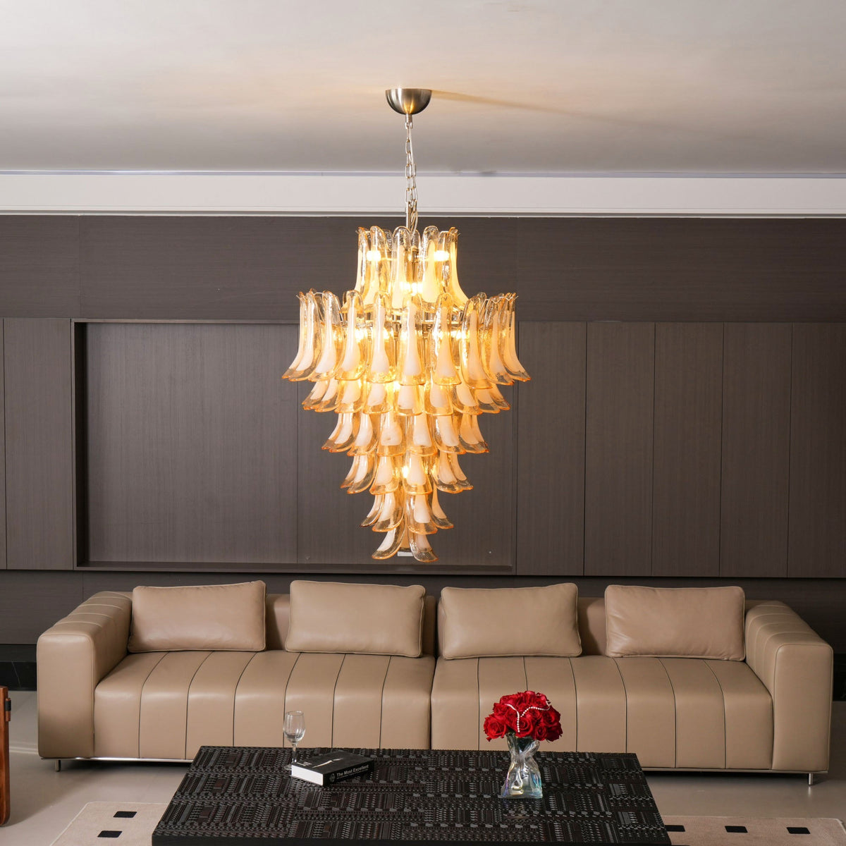 Amber Cloud Murano Glass Petals Chandelier