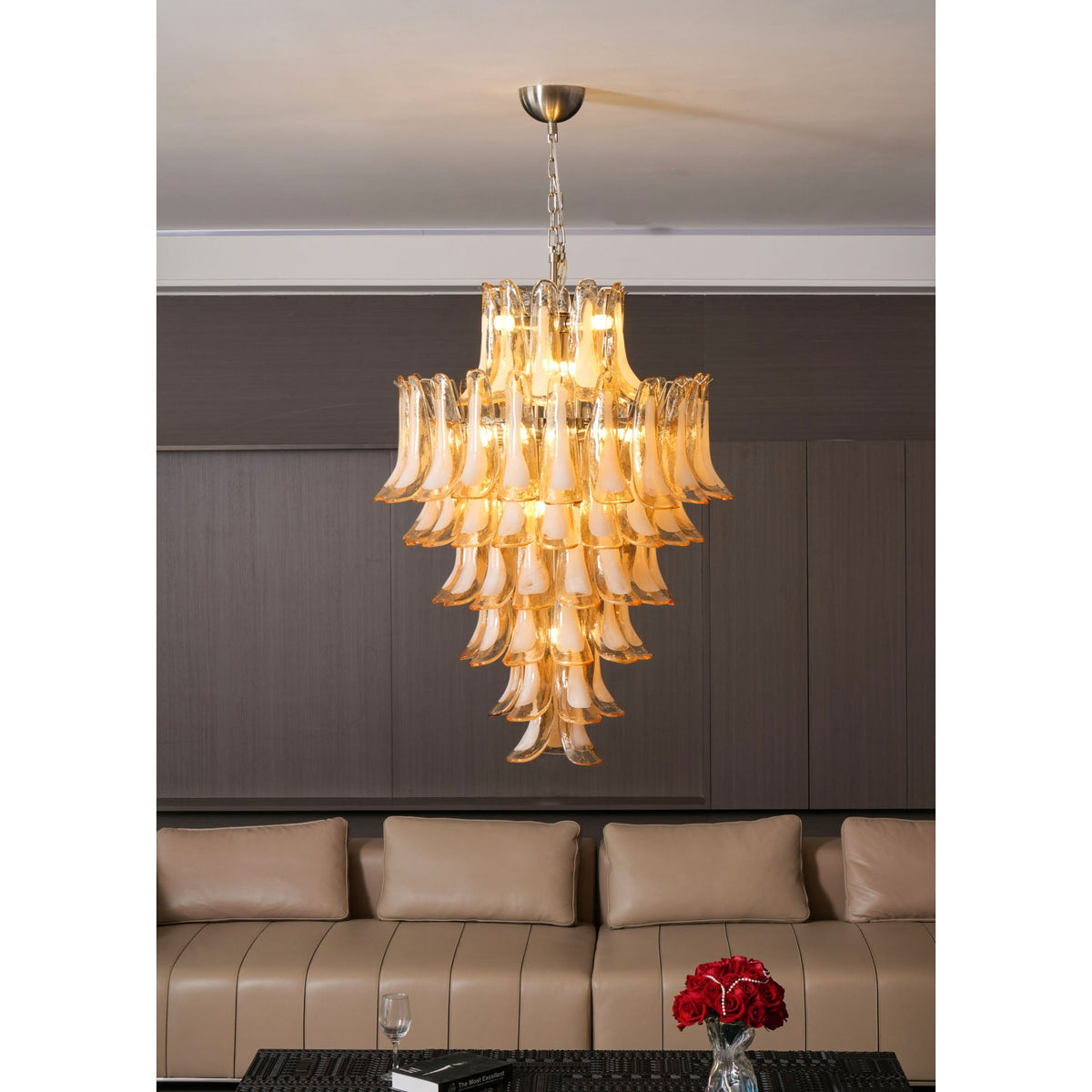Amber Cloud Murano Glass Petals Chandelier