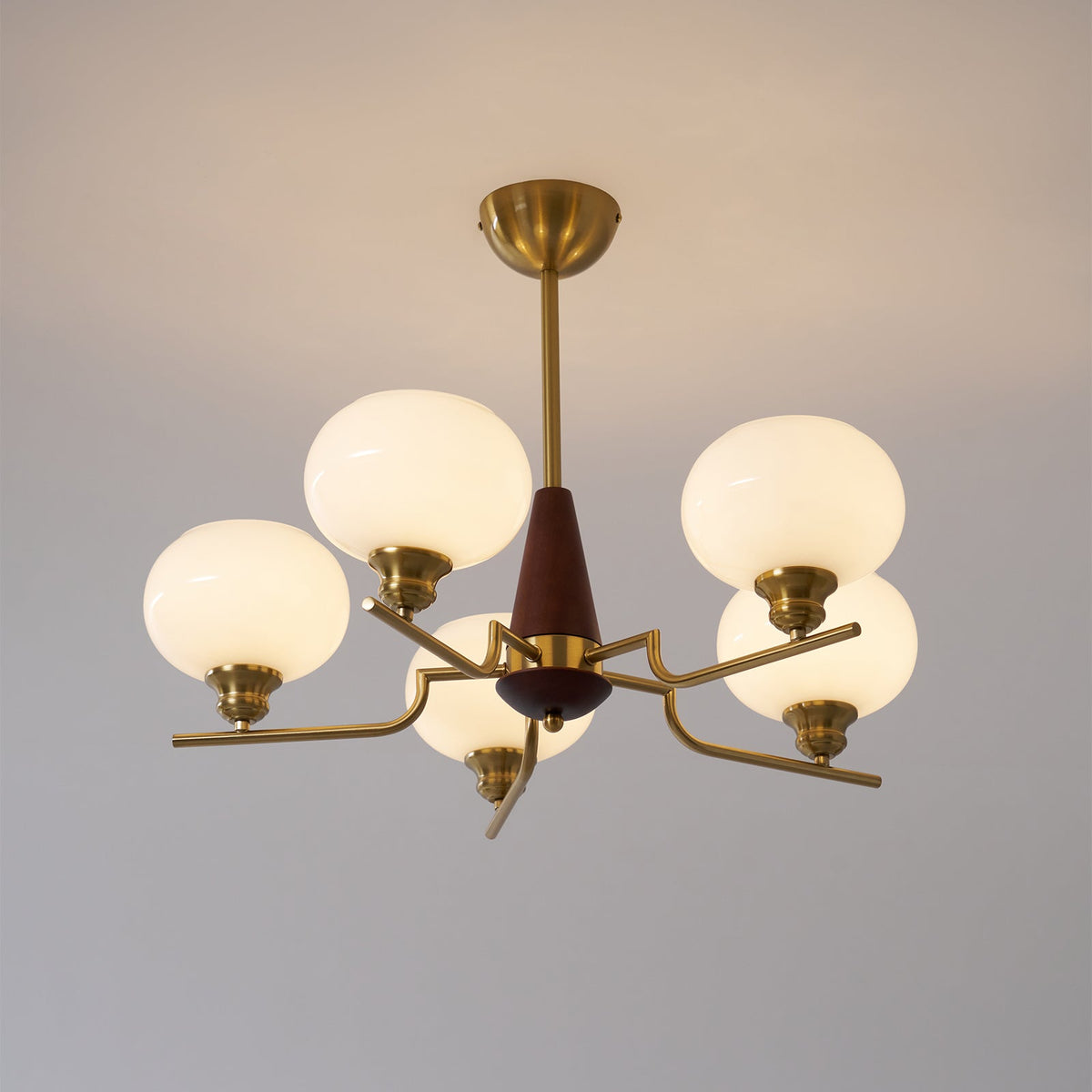 Celeste Sphere Walnut Chandelier