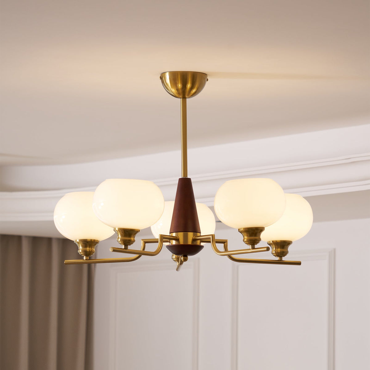 Celeste Sphere Walnut Chandelier