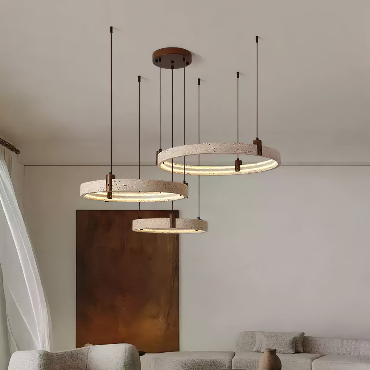 Celestial Orbit Travertine Chandelier