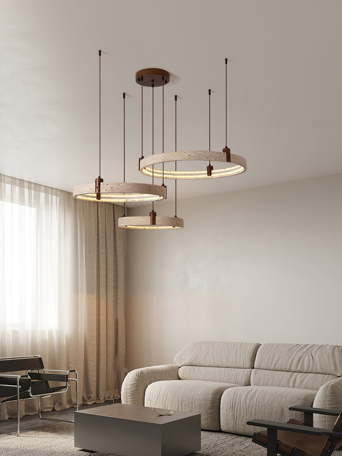 Celestial Orbit Travertine Chandelier