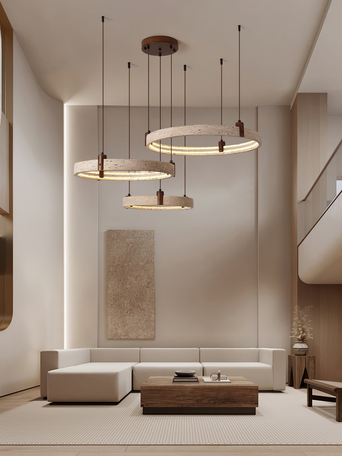 Celestial Orbit Travertine Chandelier