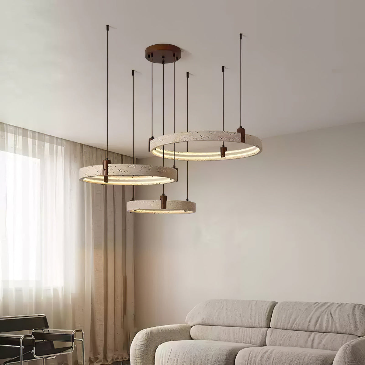 Celestial Orbit Travertine Chandelier