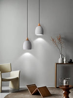 Cement Solid Wood Pendant Light 5.7"