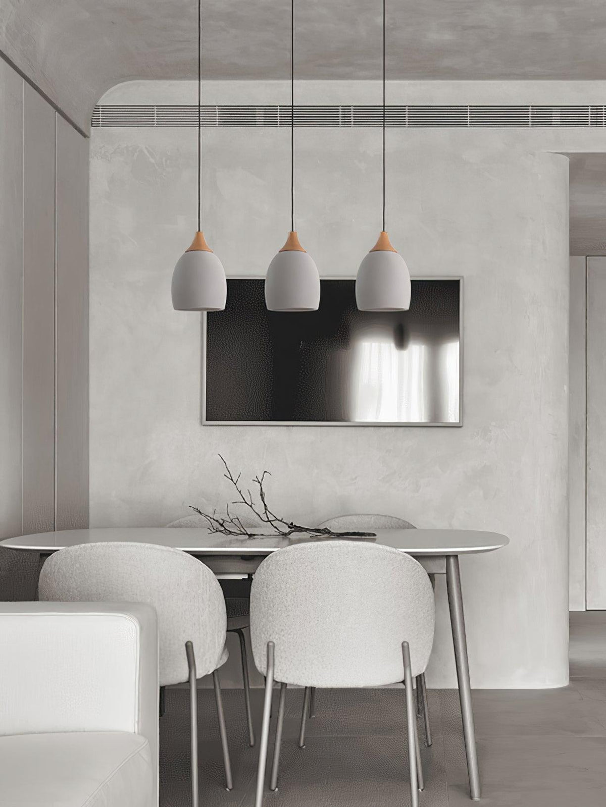 Cement Solid Wood Pendant Light 5.7"