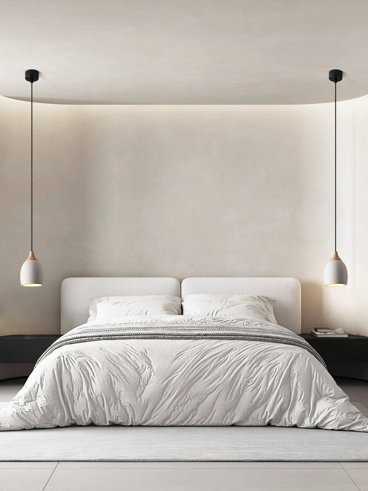 Cement Solid Wood Pendant Light 5.7"