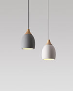 Cement Solid Wood Pendant Light 5.7"