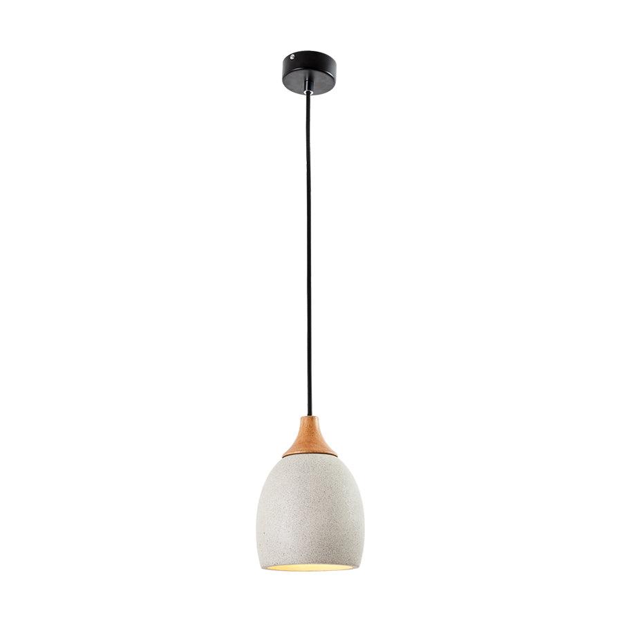Cement Solid Wood Pendant Light 5.7"