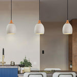 Cement Solid Wood Pendant Light 5.7"