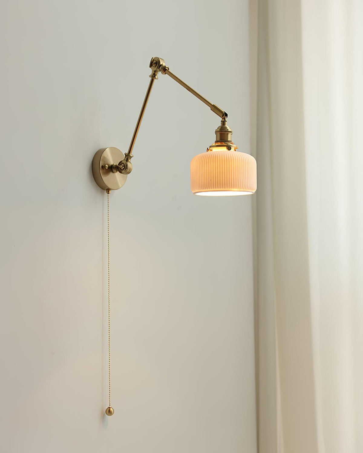 Ceramic Brass Retractable Arm Wall Light 4.7"