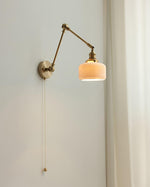 Ceramic Brass Retractable Arm Wall Light 4.7"