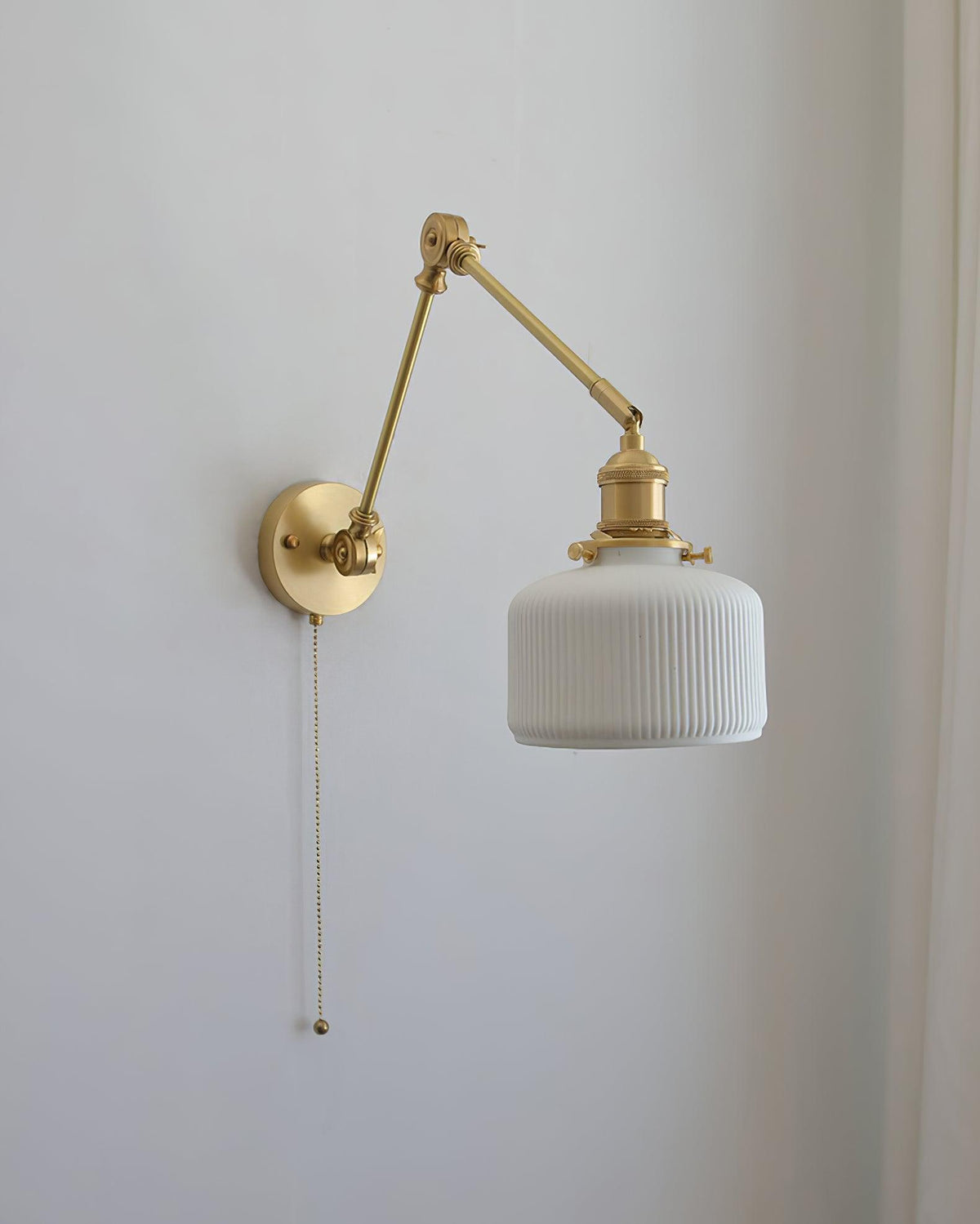 Ceramic Brass Retractable Arm Wall Light 4.7"