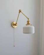 Ceramic Brass Retractable Arm Wall Light 4.7"