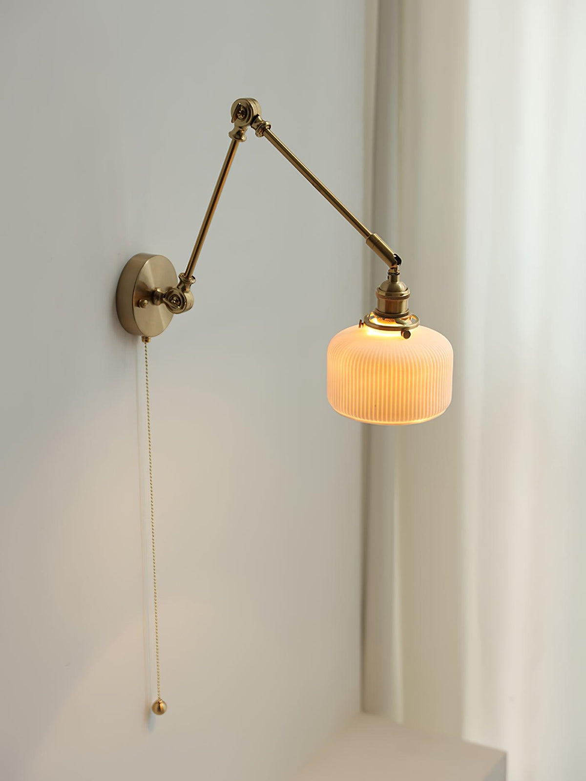 Ceramic Brass Retractable Arm Wall Light 4.7"