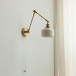 Ceramic Brass Retractable Arm Wall Light 4.7"